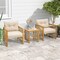 Costway 3PCS Patio PE Wicker Conversation Set Acacia Wood Frame withSeat & Back Cushions